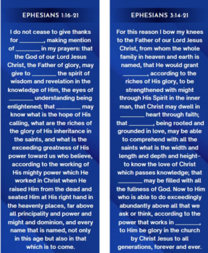 Ephesian 1 and 3 Prayer Cards