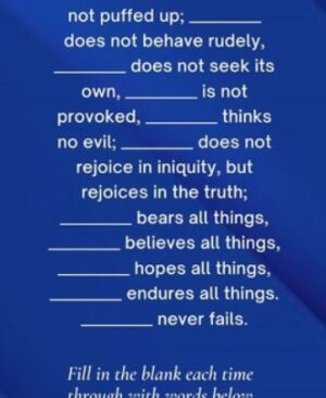 1 Corinthians 13 4 to 8 Prayer Bookmark